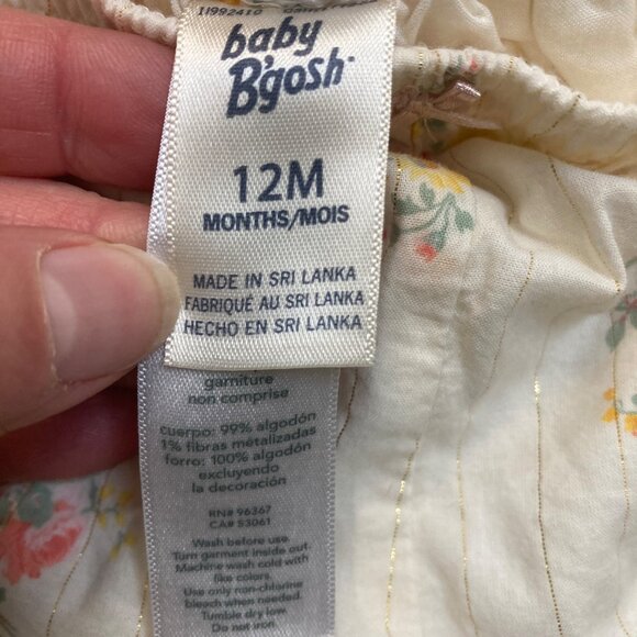 Baby B'Gosh Shorts Bloomers Toddler 12 months Floral Gold Glitter Bottoms - Picture 3 of 5